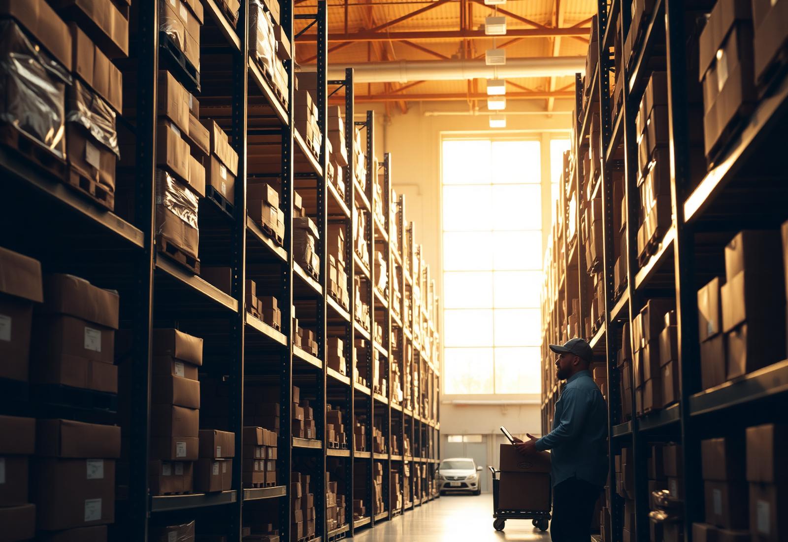 Warehouse operator scanning parcels in an EPXFulfill fulfillment center